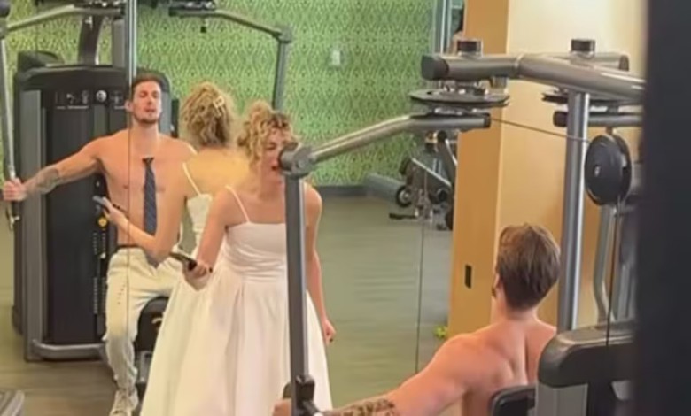 Groom hits gym 20 minutes before wedding, bride reaction goes viral