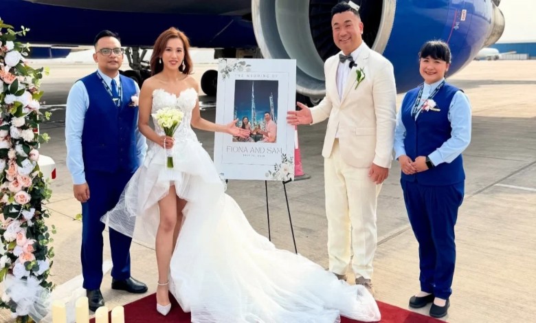 Influencer Sam Chui hosts ‘sky wedding’ with flight attendant wife aboard Boeing 747