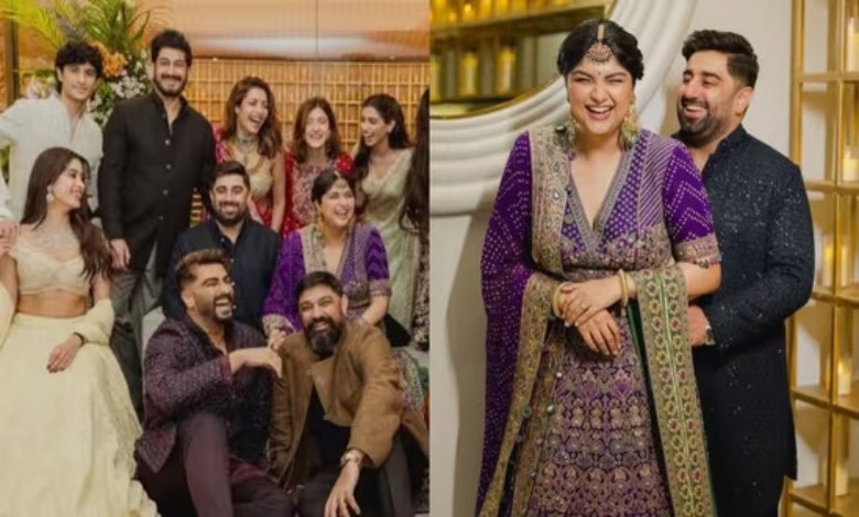 Anshula Kapoor gets engaged to Rohan Thakkar in dreamy purple Bandhani lehenga